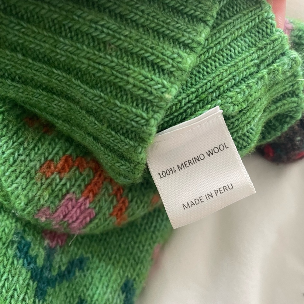 Loeffler Randall Green Wool Patterned Mittens - image 2